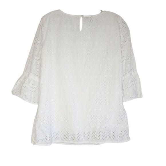 Talbots white cotton eyelet top keyhole back and side zip closure, size S - Picture 2 of 8